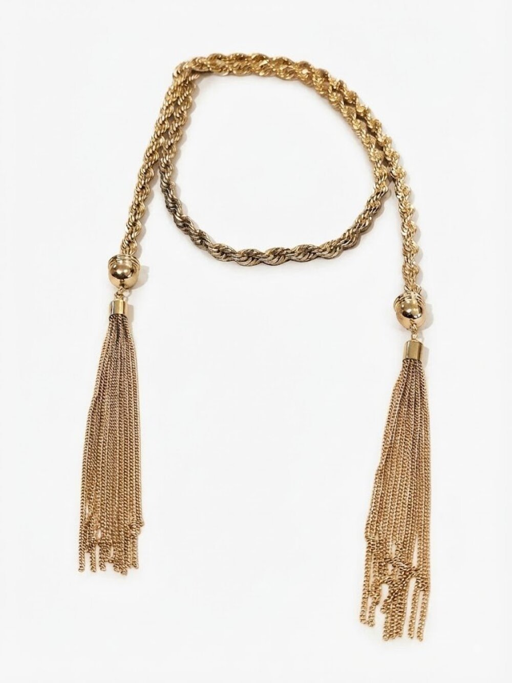 Vintage Gold Rope Tassel Necklace - Elegant Women’s Jewelry